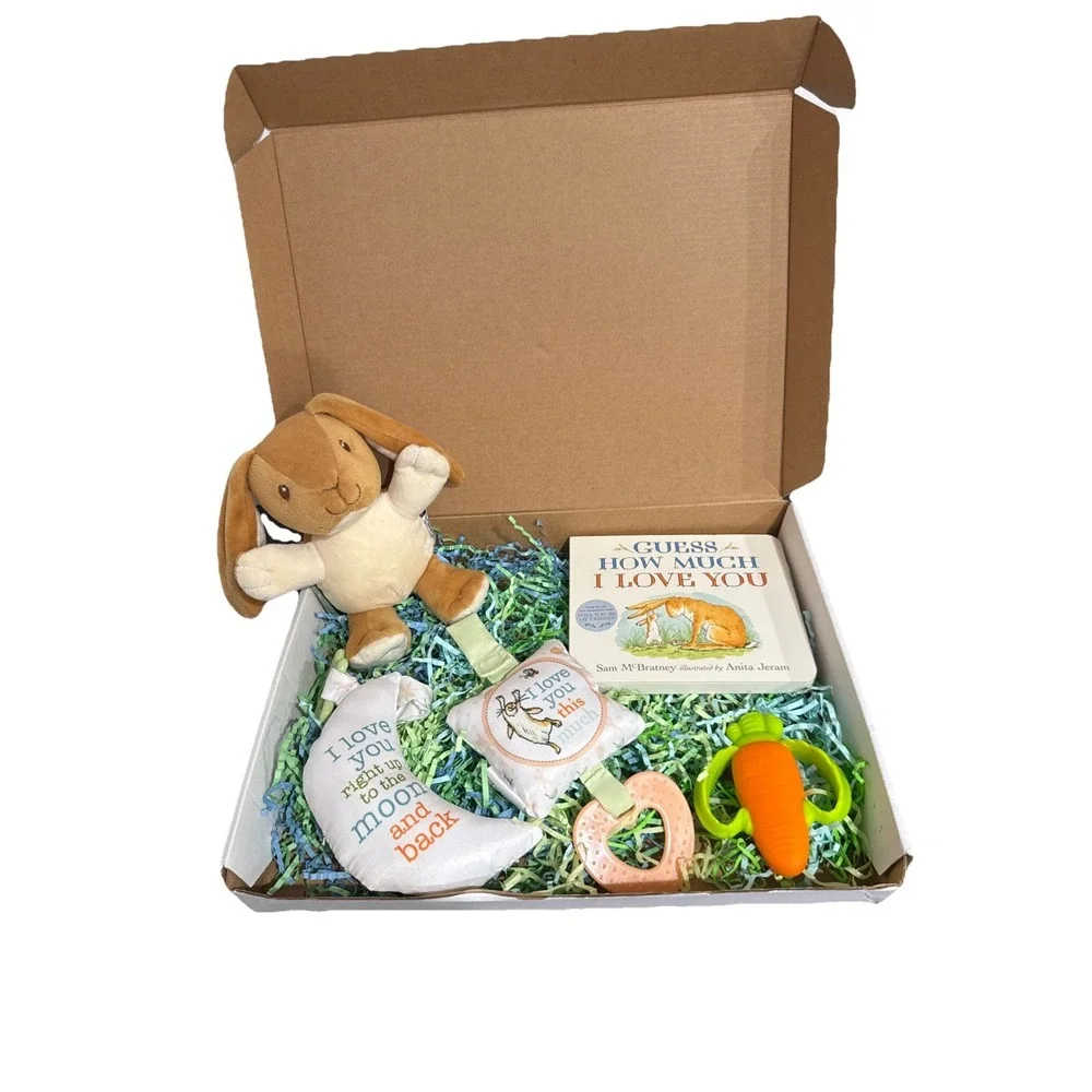 Unisex Baby Shower Gift Box Guess How Much I Love You Book, Plush & Crinkle Toys